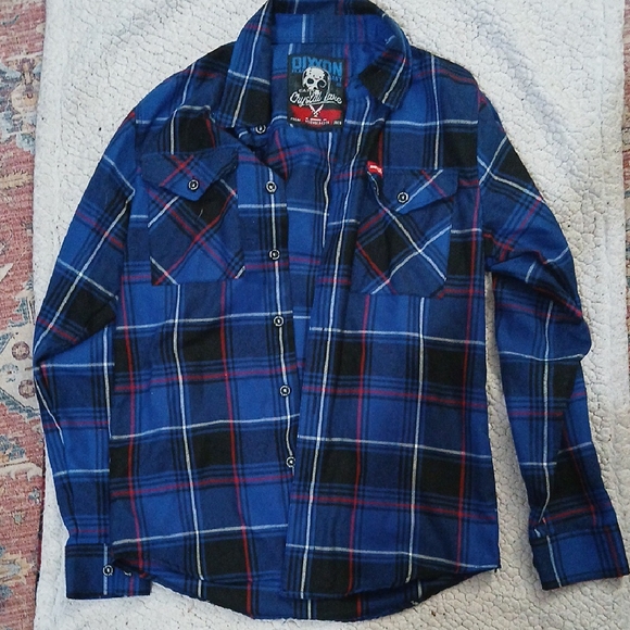 DIXXON Blue and Red Plaid Flannel Shirt - Picture 1 of 6